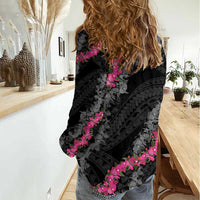 Guam Bougainvillea Lei Women Casual Shirt Chamorro Tribal Pattern LT9 - Polynesian Pride