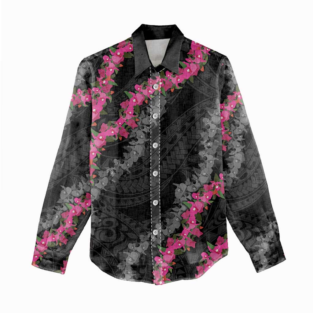 Guam Bougainvillea Lei Women Casual Shirt Chamorro Tribal Pattern LT9 - Polynesian Pride