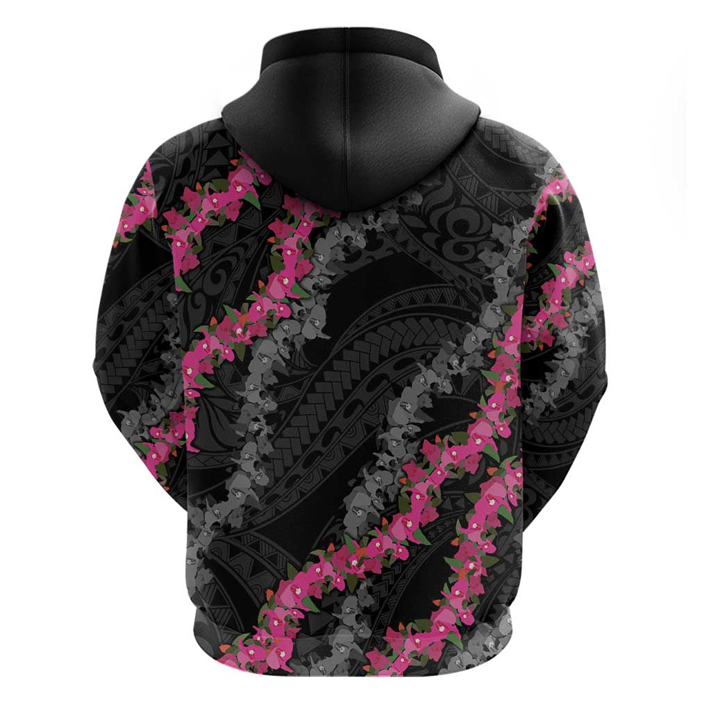 Guam Bougainvillea Lei Zip Hoodie Chamorro Tribal Pattern