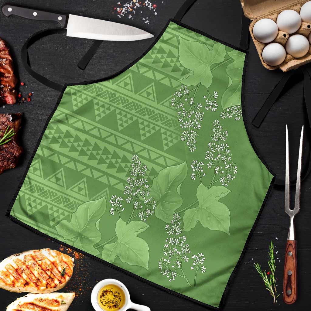 Hawaii Molokai Island Kukui Nut Flowers Apron Tribal Kakau Pattern LT9 Green - Polynesian Pride