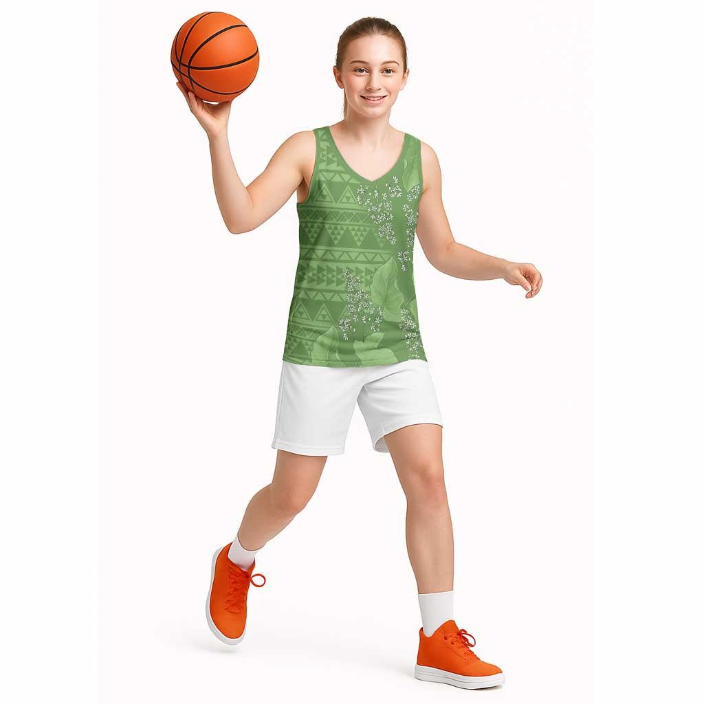 Hawaii Molokai Island Kukui Nut Flowers Basketball Jersey Tribal Kakau Pattern LT9 - Polynesian Pride