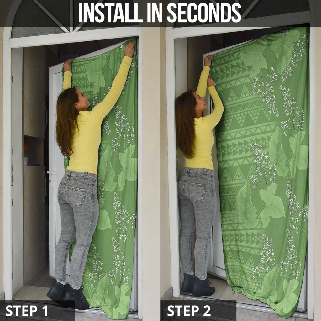 Hawaii Molokai Island Kukui Nut Flowers Door Cover Tribal Kakau Pattern - Polynesian Pride