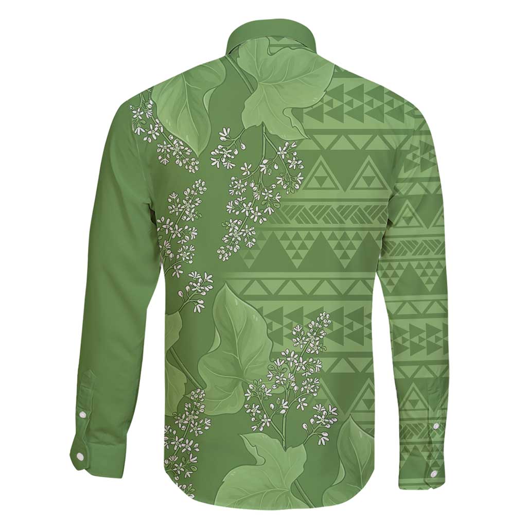 Hawaii Molokai Island Kukui Nut Flowers Family Matching Short Sleeve Bodycon Dress and Hawaiian Shirt Tribal Kakau Pattern