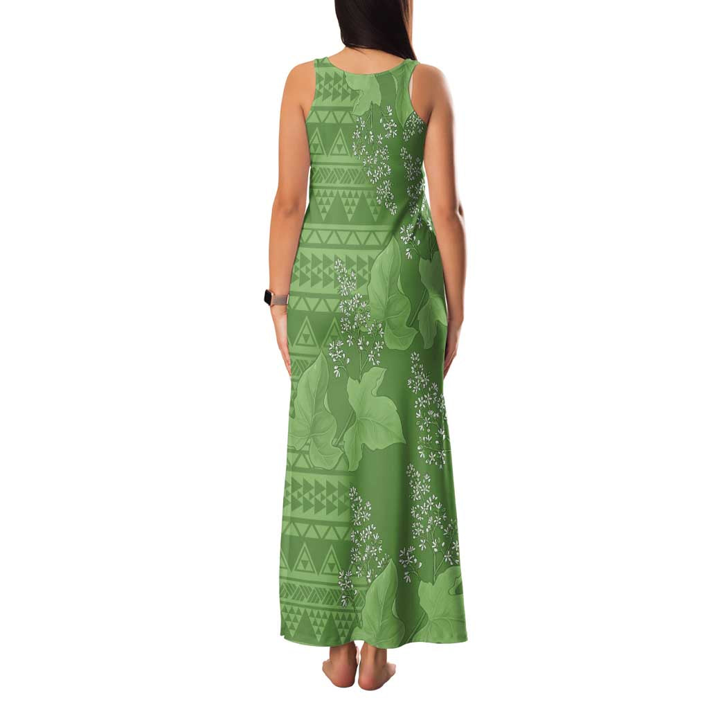 Hawaii Molokai Island Kukui Nut Flowers Family Matching Tank Maxi Dress and Hawaiian Shirt Tribal Kakau Pattern