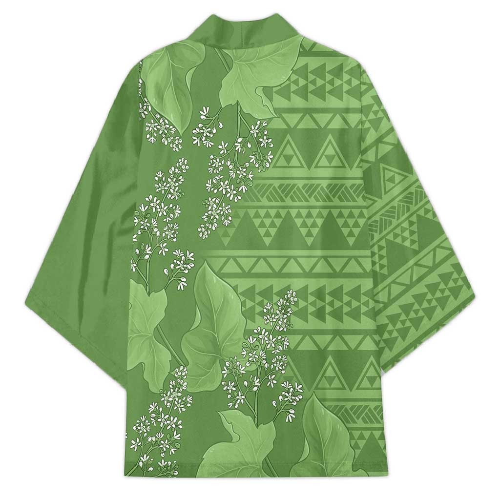 Hawaii Molokai Island Kukui Nut Flowers Kimono Tribal Kakau Pattern - Polynesian Pride
