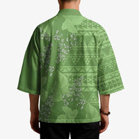 Hawaii Molokai Island Kukui Nut Flowers Kimono Tribal Kakau Pattern - Polynesian Pride