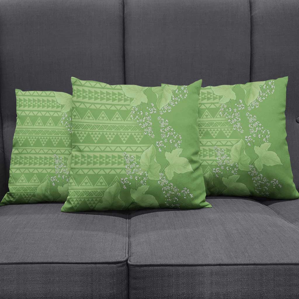 Hawaii Molokai Island Kukui Nut Flowers Pillow Cover Tribal Kakau Pattern - Polynesian Pride