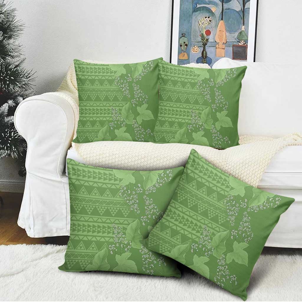 Hawaii Molokai Island Kukui Nut Flowers Pillow Cover Tribal Kakau Pattern - Polynesian Pride