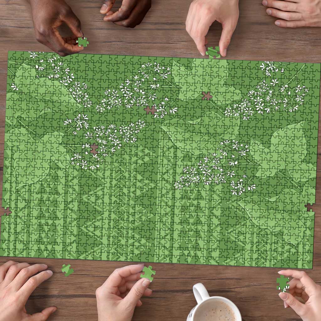 Hawaii Molokai Island Kukui Nut Flowers Puzzle Tribal Kakau Pattern - Polynesian Pride