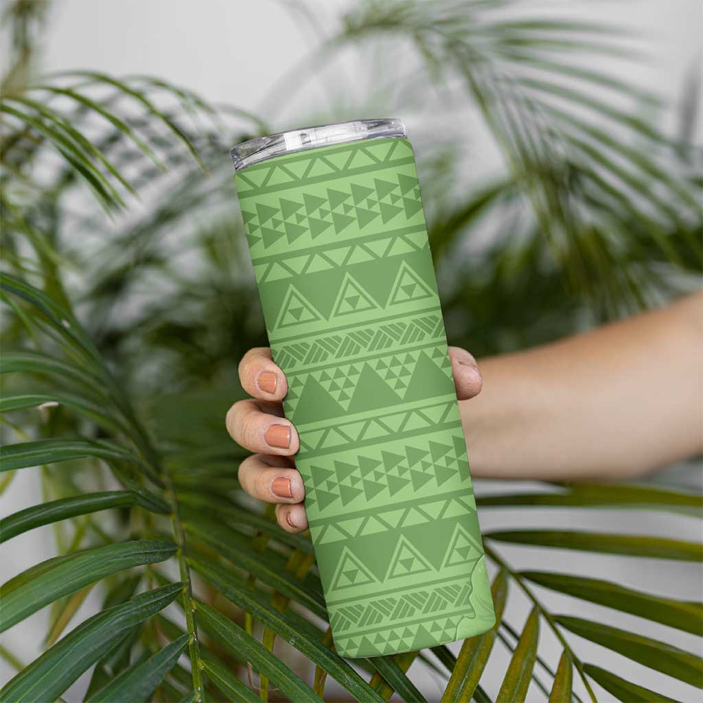 Hawaii Molokai Island Kukui Nut Flowers Skinny Tumbler Tribal Kakau Pattern