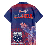 Custom Samoa 1962 Independence Day Custom Family Matching Off Shoulder Short Dress and Hawaiian Shirt Manuia le Aso Tuto'atasi Ula Nifo Blue Art