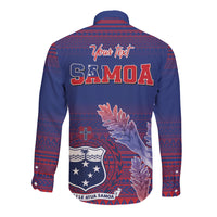 Custom Samoa 1962 Independence Day Custom Long Sleeve Button Shirt Manuia le Aso Tuto'atasi Ula Nifo Blue Art
