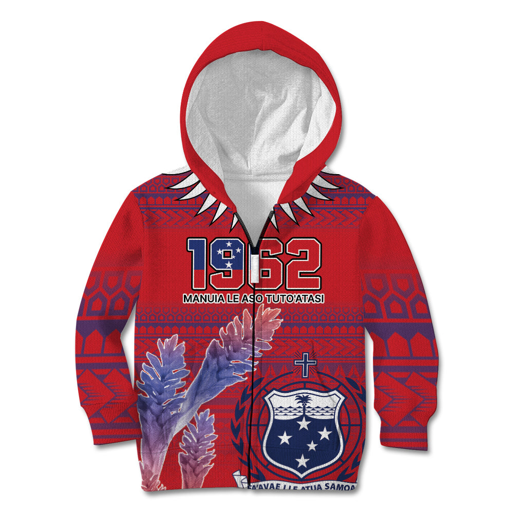 Custom Samoa 1962 Independence Day Custom Kid Hoodie Manuia le Aso Tuto'atasi Ula Nifo Red Art