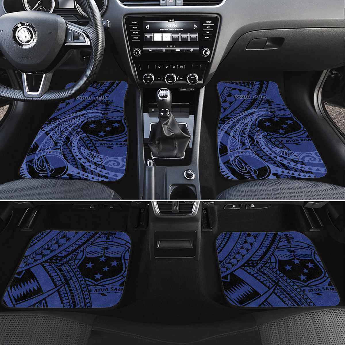 Custom Samoa 62nd Manuia le Aso Tuto'atasi Car Mats Samoan Tatau Blue Art