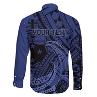 Custom Samoa 62nd Manuia le Aso Tuto'atasi Family Matching Long Sleeve Bodycon Dress and Hawaiian Shirt Samoan Tatau Blue Art
