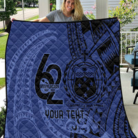 Custom Samoa 62nd Manuia le Aso Tuto'atasi Quilt Samoan Tatau Blue Art