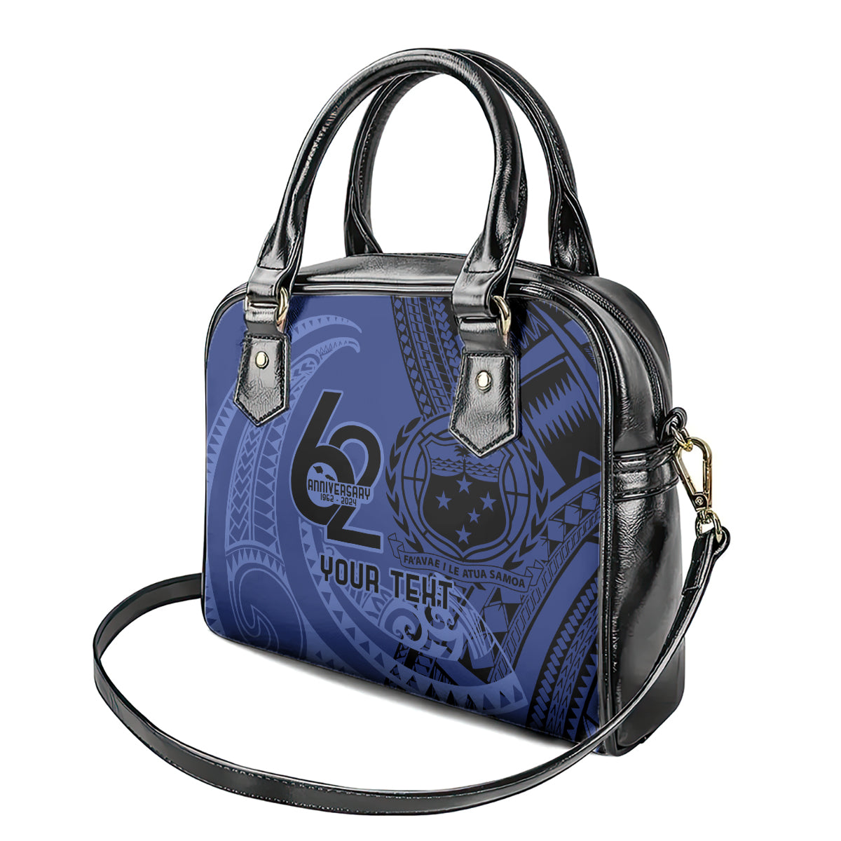 Custom Samoa 62nd Manuia le Aso Tuto'atasi Shoulder Handbag Samoan Tatau Blue Art