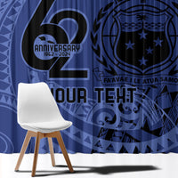 Custom Samoa 62nd Manuia le Aso Tuto'atasi Window Curtain Samoan Tatau Blue Art