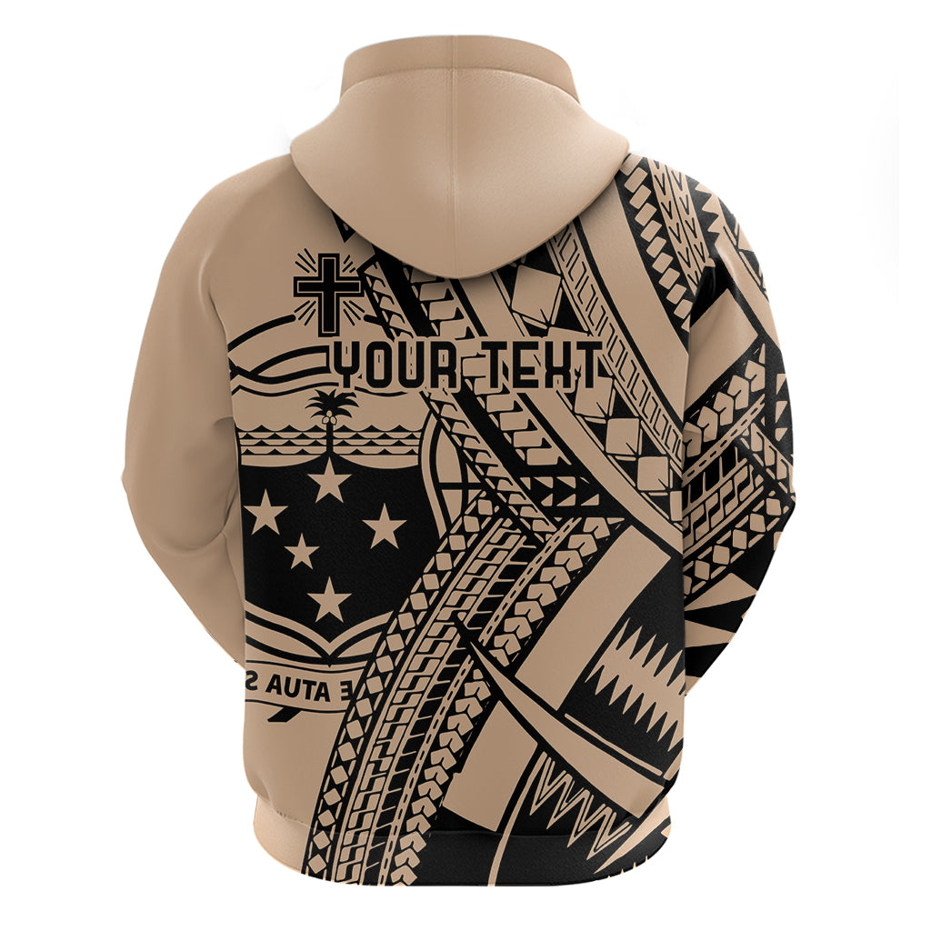 Custom Samoa Manuia le 62 Tausaga O le Tuto’atasi Hoodie Samoan Tatau Beige Art