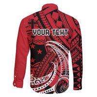 Custom Samoa Manuia le 62 Tausaga O le Tuto’atasi Family Matching Off Shoulder Maxi Dress and Hawaiian Shirt Samoan Tatau Red Art