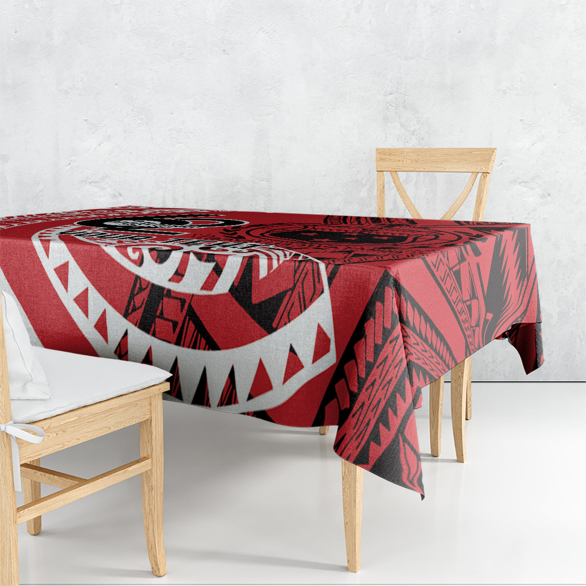 Custom Samoa Manuia le 62 Tausaga O le Tuto’atasi Tablecloth Samoan Tatau Red Art