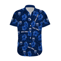 Manu Samoa Rugby Hawaiian Shirt Polynesian Style With Hibiscus LT9 Blue - Polynesian Pride