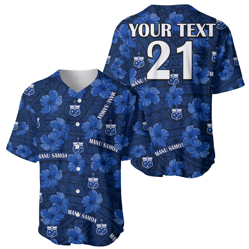 (Custom Text And Number) Manu Samoa Rugby Baseball Jersey Polynesian Style With Hibiscus LT9 - Polynesian Pride