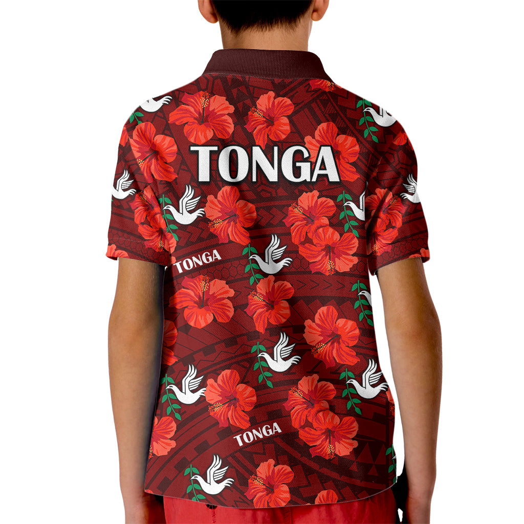 Tonga Rugby Kid Polo Shirt Polynesian Style With Hibiscus LT9 - Polynesian Pride