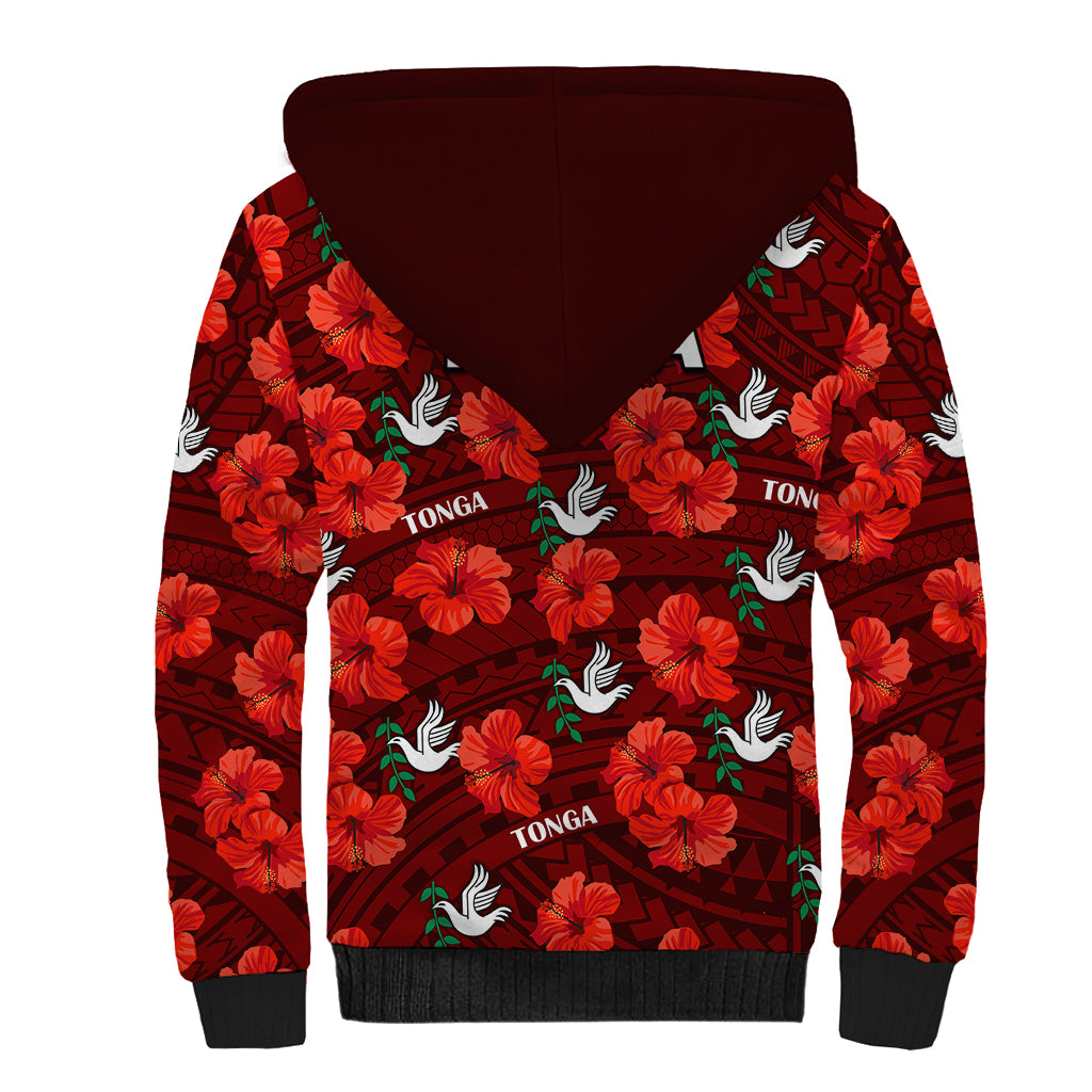 Tonga Rugby Sherpa Hoodie Polynesian Style With Hibiscus LT9 - Polynesian Pride