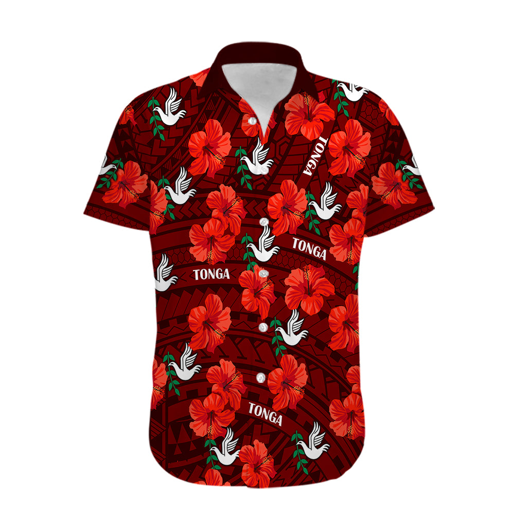 (Custom Text And Number) Tonga Rugby Hawaiian Shirt Polynesian Style With Hibiscus LT9 Red - Polynesian Pride