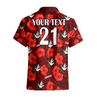 (Custom Text And Number) Tonga Rugby Hawaiian Shirt Polynesian Style With Hibiscus LT9 - Polynesian Pride