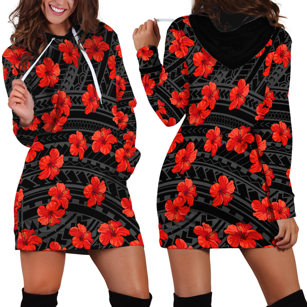 Polynesian Pride Hawaii Style With Hibiscus Hoodie Dress Black LT9 - Polynesian Pride