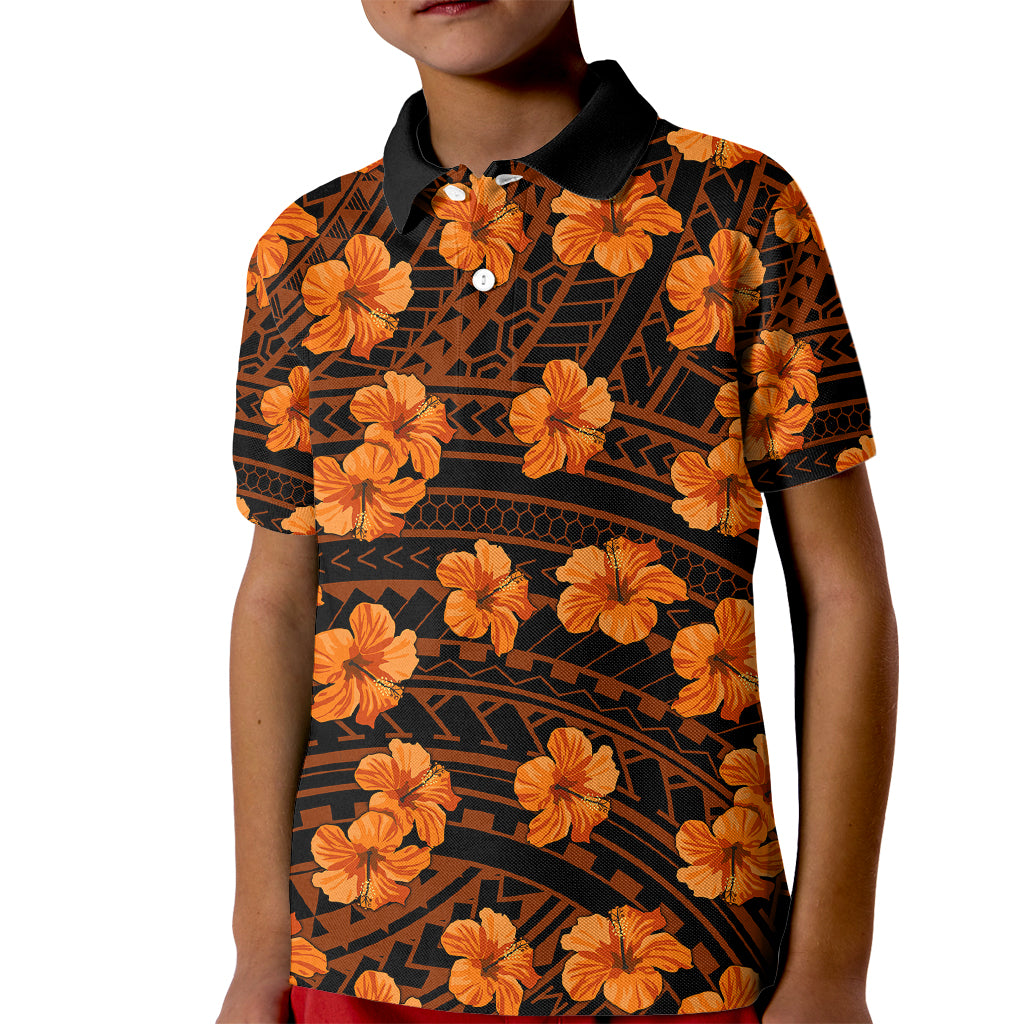 Polynesian Pride Hawaii Style With Hibiscus Kid Polo Shirt Gold LT9 Kid Gold - Polynesian Pride