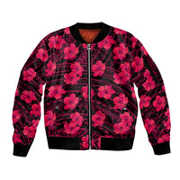 Polynesian Pride Hawaii Style With Hibiscus Sleeve Zip Bomber Jacket Pink LT9 Unisex Pink - Polynesian Pride