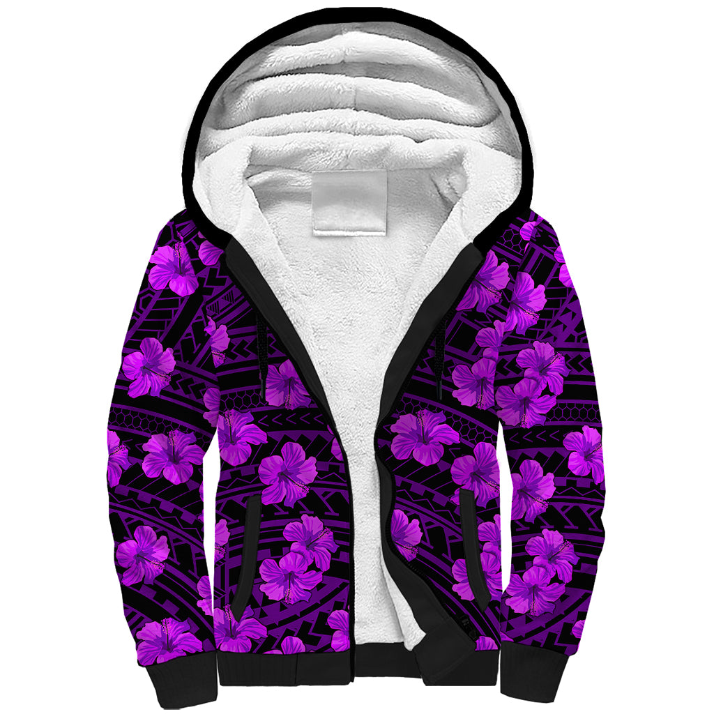 Polynesian Pride Hawaii Style With Hibiscus Sherpa Hoodie Purple LT9 Unisex Purple - Polynesian Pride