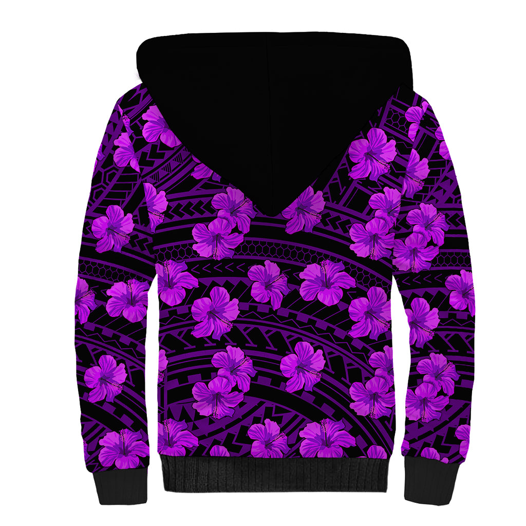 Polynesian Pride Hawaii Style With Hibiscus Sherpa Hoodie Purple LT9 - Polynesian Pride