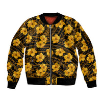 Polynesian Pride Hawaii Style With Hibiscus Sleeve Zip Bomber Jacket Yellow LT9 Unisex Yellow - Polynesian Pride