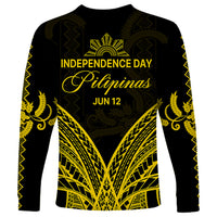 Philippines Independence Day Long Sleeve Shirt Pechera With Side Barong Patterns LT9 - Polynesian Pride