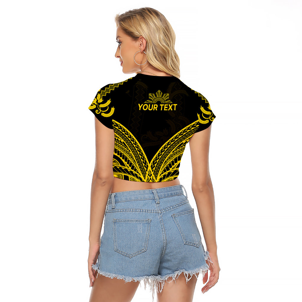 Personalised Philippines Independence Day Raglan Cropped T Shirt Pechera With Side Barong Patterns LT9 - Polynesian Pride
