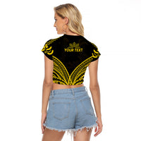 Personalised Philippines Independence Day Raglan Cropped T Shirt Pechera With Side Barong Patterns LT9 - Polynesian Pride