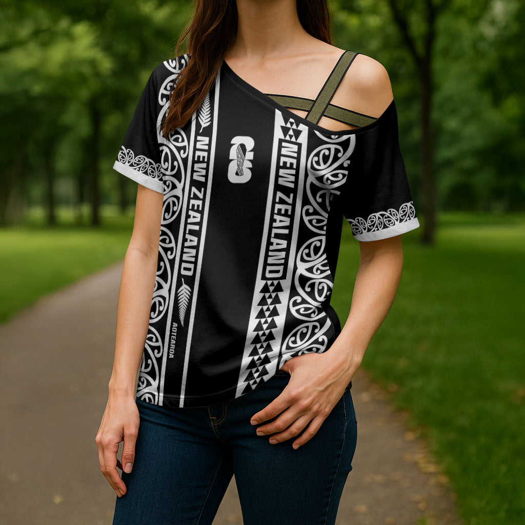 Custom New Zealand Football White Fern Supporter Cross Shoulder Shirt