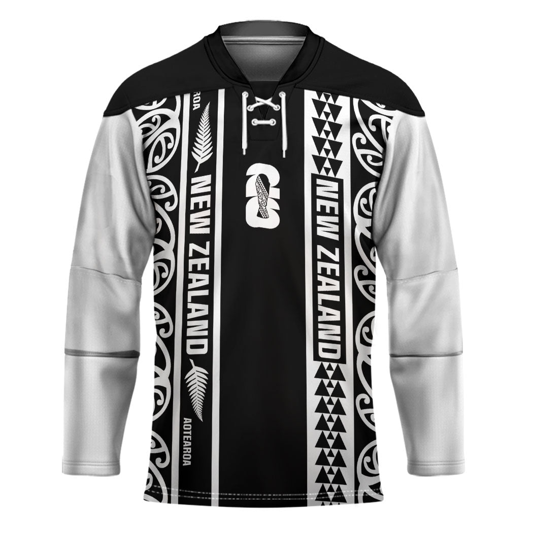 Custom New Zealand Football White Fern Supporter Hockey Jersey LT9 Unisex Black - Polynesian Pride