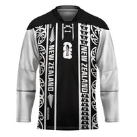 Custom New Zealand Football White Fern Supporter Hockey Jersey LT9 Unisex Black - Polynesian Pride