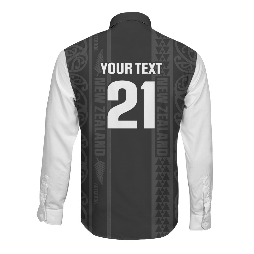 Custom New Zealand Football White Fern Supporter Long Sleeve Button Shirt LT9 - Polynesian Pride