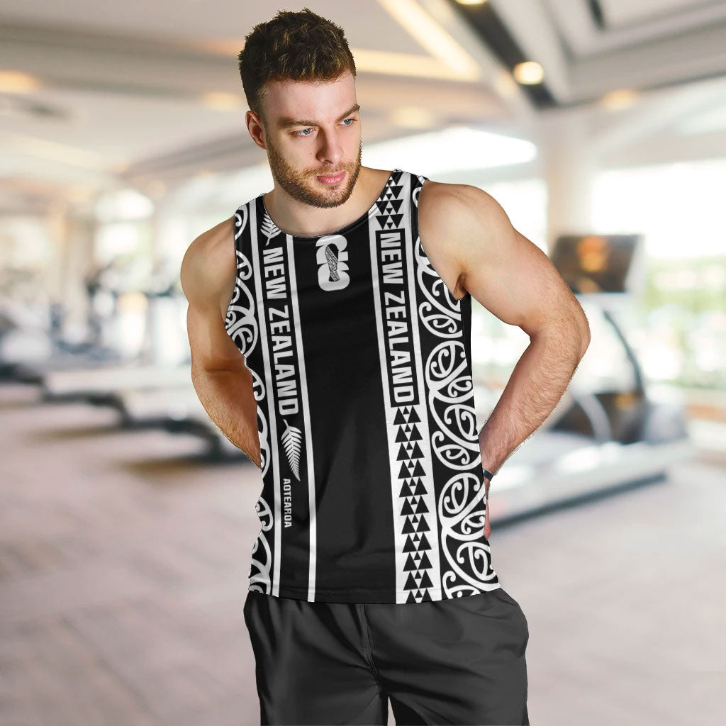 Custom New Zealand Football White Fern Supporter Men Tank Top LT9 Black - Polynesian Pride