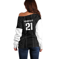 Custom New Zealand Football White Fern Supporter Off Shoulder Sweater