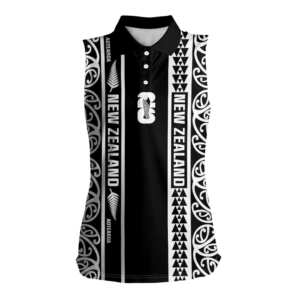 Custom New Zealand Football White Fern Supporter Women Sleeveless Polo Shirt