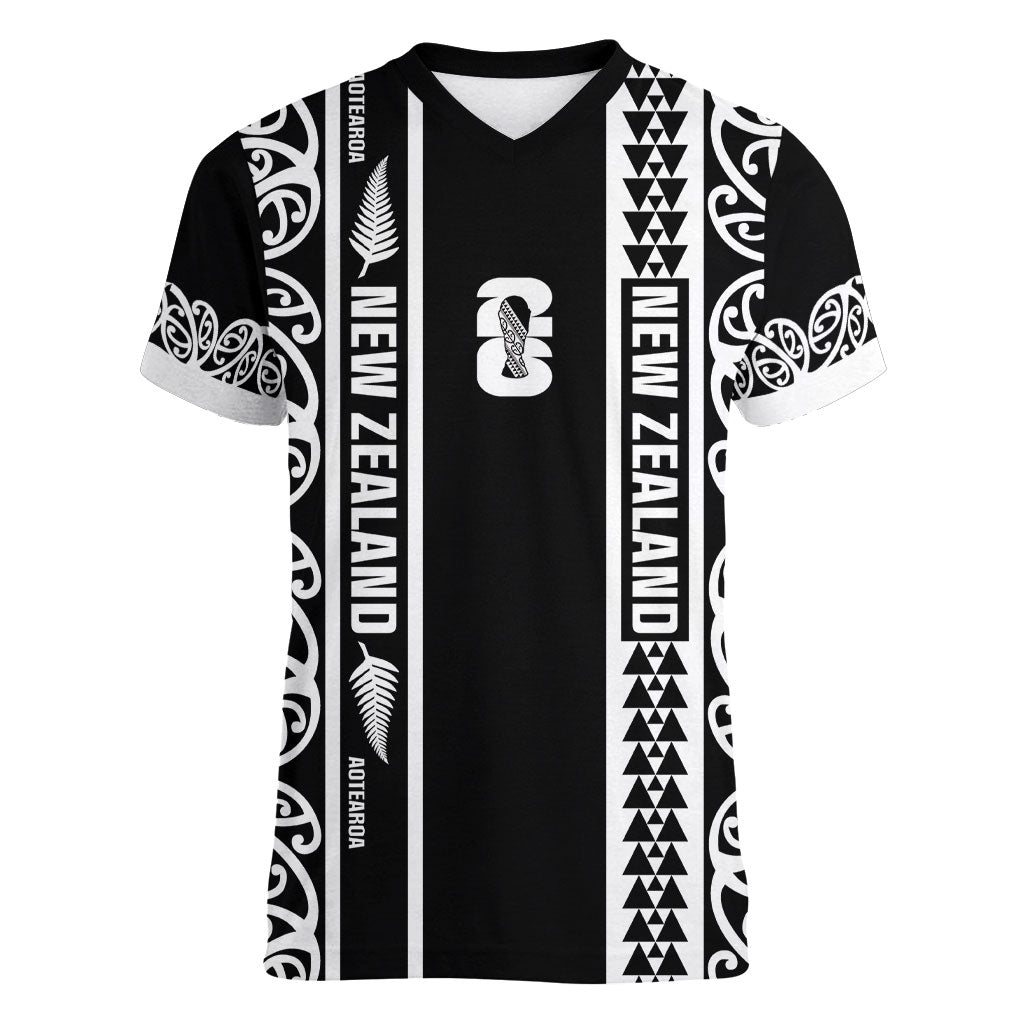 Custom New Zealand Football White Fern Supporter Women V-Neck T-Shirt