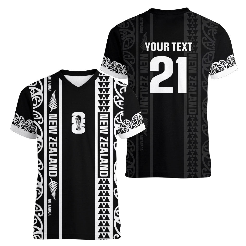 Custom New Zealand Football White Fern Supporter Women V-Neck T-Shirt
