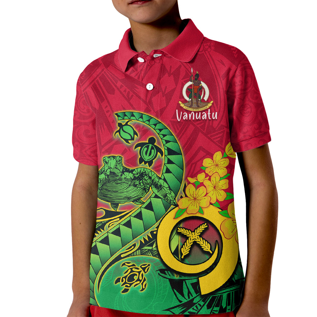 Vanuatu Islands Kid Polo Shirt Polynesian Tattoo and Sea Turtle LT9 Kid Green - Polynesian Pride